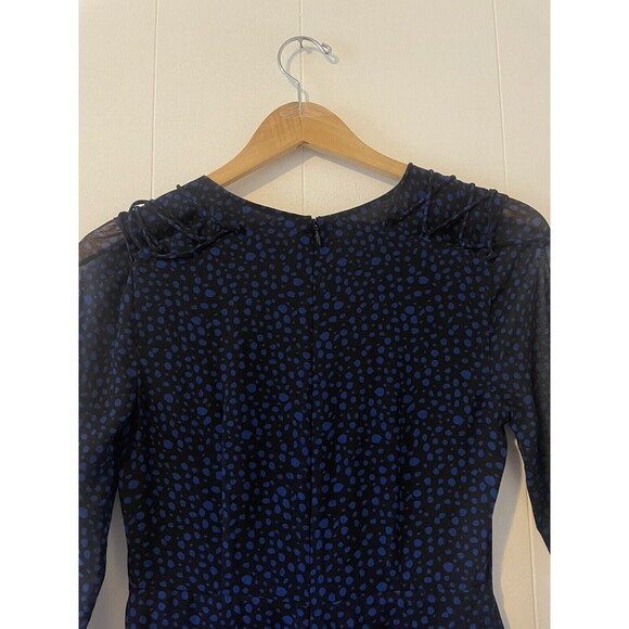 Fame & Partners Dotted Jumpsuit V-Neck Black/Blue Long Sleeve Wide Leg Size 2 - Picture 11 of 11